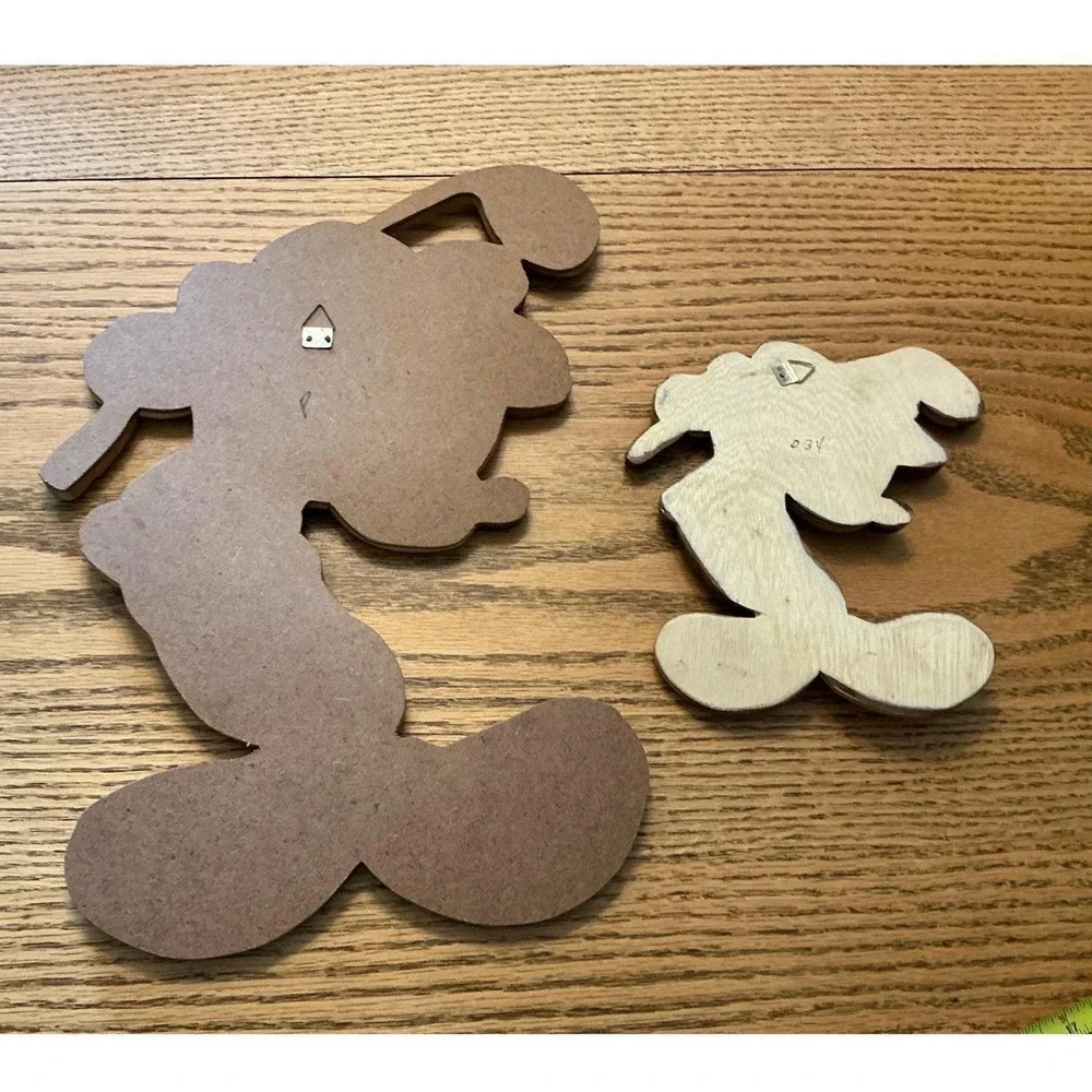 Vintage Disney Mickey Mouse Golf Intarsia Wood Wall Art Set of 2 Golfing Alaska
